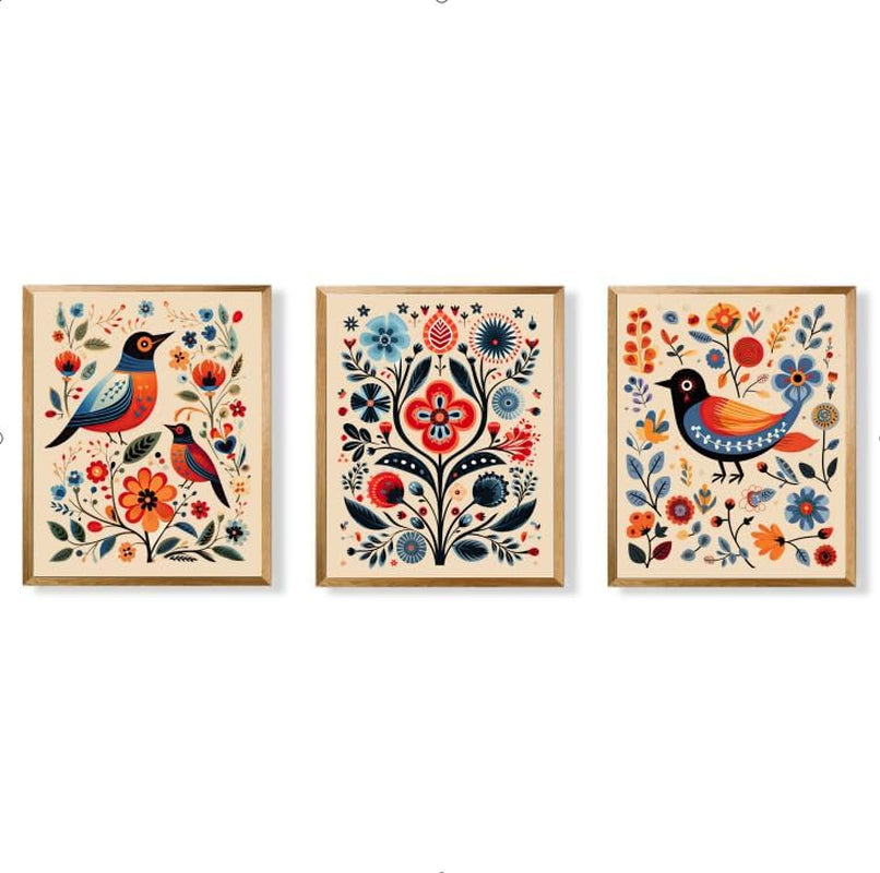 Scandinavian Folk Wall Art Prints 8X10,Scandinavian Artwork Prints, Nordic Art Prints Wall Decor,Norwegian Wall Art,Swedish Wall Art Decor for Wall,8"X10" UNFRAMED