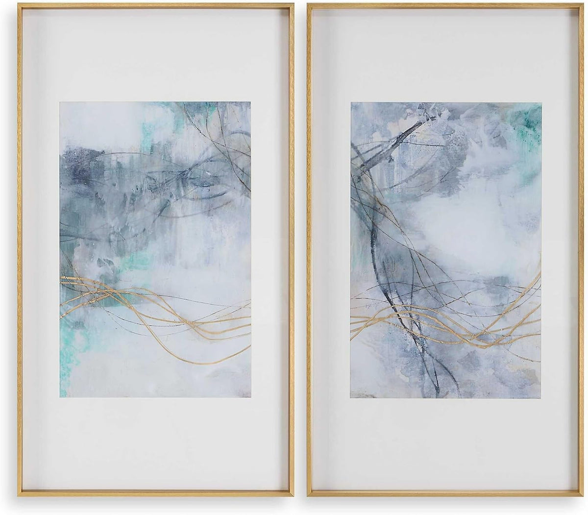 Undulating Oro 45 Inch Abstract Print (Set of 2) 45099
