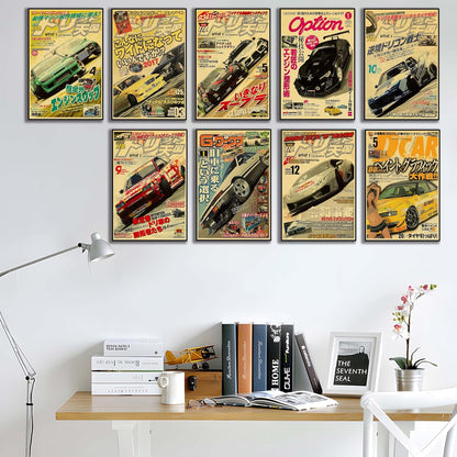 JDM Car Poster Canvas Wall Art,Japanese Car Wall Art Prints, Bedroom Man Cavans Decor (Car 02 8X12 Unframed)