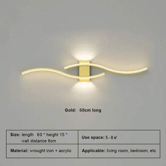 Modern LED Wall Lamp Simple Lines 60/80Cm Available Three Colors Bedroom Bedside TV Wall Corridor Indoor Lighting Fixtures