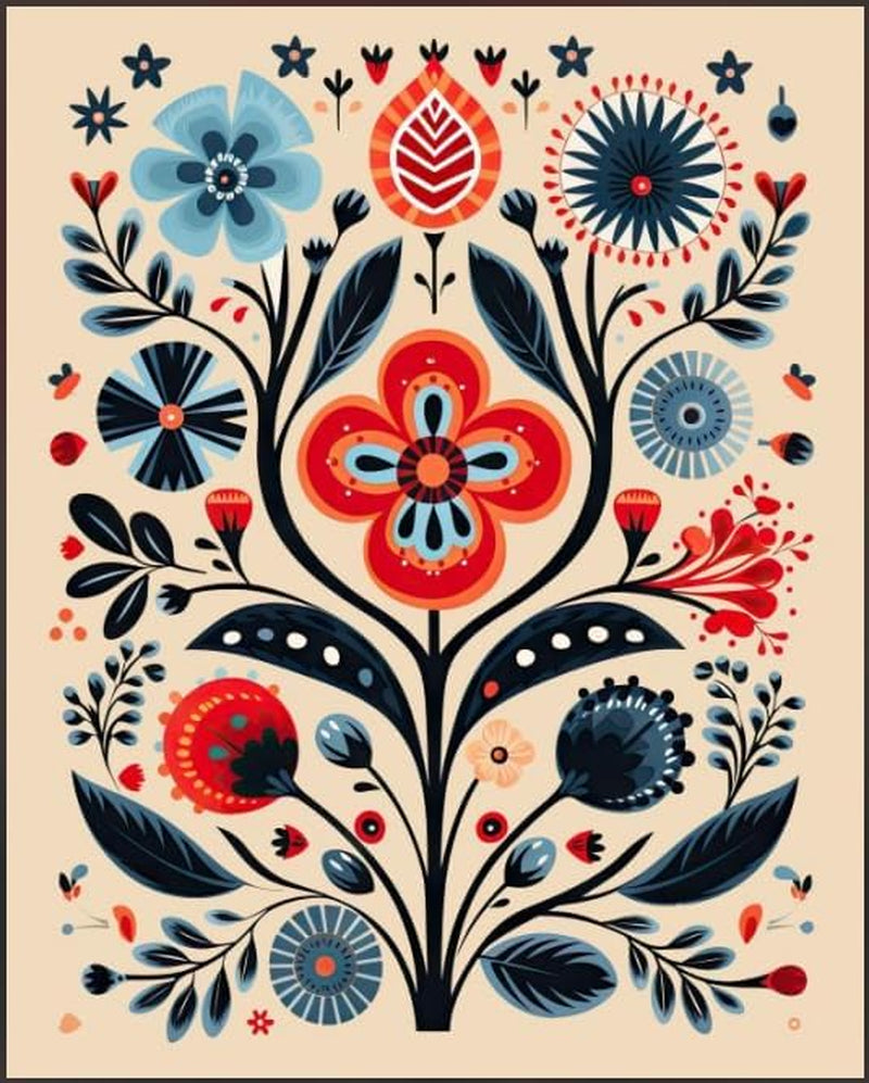 Scandinavian Folk Wall Art Prints 8X10,Scandinavian Artwork Prints, Nordic Art Prints Wall Decor,Norwegian Wall Art,Swedish Wall Art Decor for Wall,8"X10" UNFRAMED