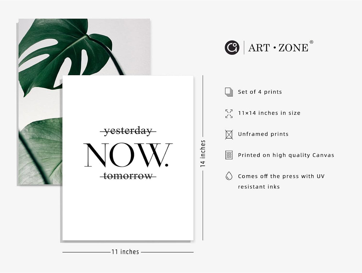 Botanical Prints Poster Wall Decor, Motivational Wall Art Prints Poster, 11X14 Canvas Prints Unframed Set of 4, Plant Posters Aesthetic for Bedroom