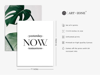 Botanical Prints Poster Wall Decor, Motivational Wall Art Prints Poster, 11X14 Canvas Prints Unframed Set of 4, Plant Posters Aesthetic for Bedroom