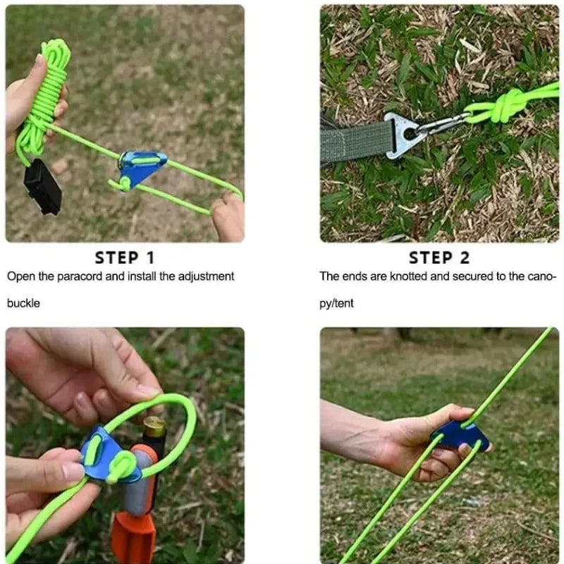 LED Camping Wind Rope Luminous Lamp Awning Tent Roof Anti-Trip Night Warning Atmosphere Light Outdoor Windproof Rope Light