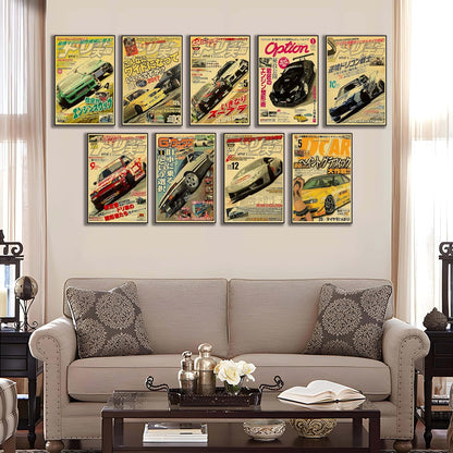 JDM Car Poster Canvas Wall Art,Japanese Car Wall Art Prints, Bedroom Man Cavans Decor (Car 02 8X12 Unframed)