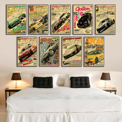 JDM Car Poster Canvas Wall Art,Japanese Car Wall Art Prints, Bedroom Man Cavans Decor (Car 02 8X12 Unframed)