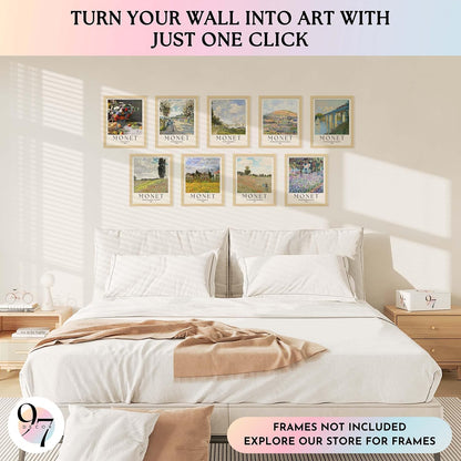 Claude Monet Wall Art, 9 Impressionist Prints, 8X10 Unframed