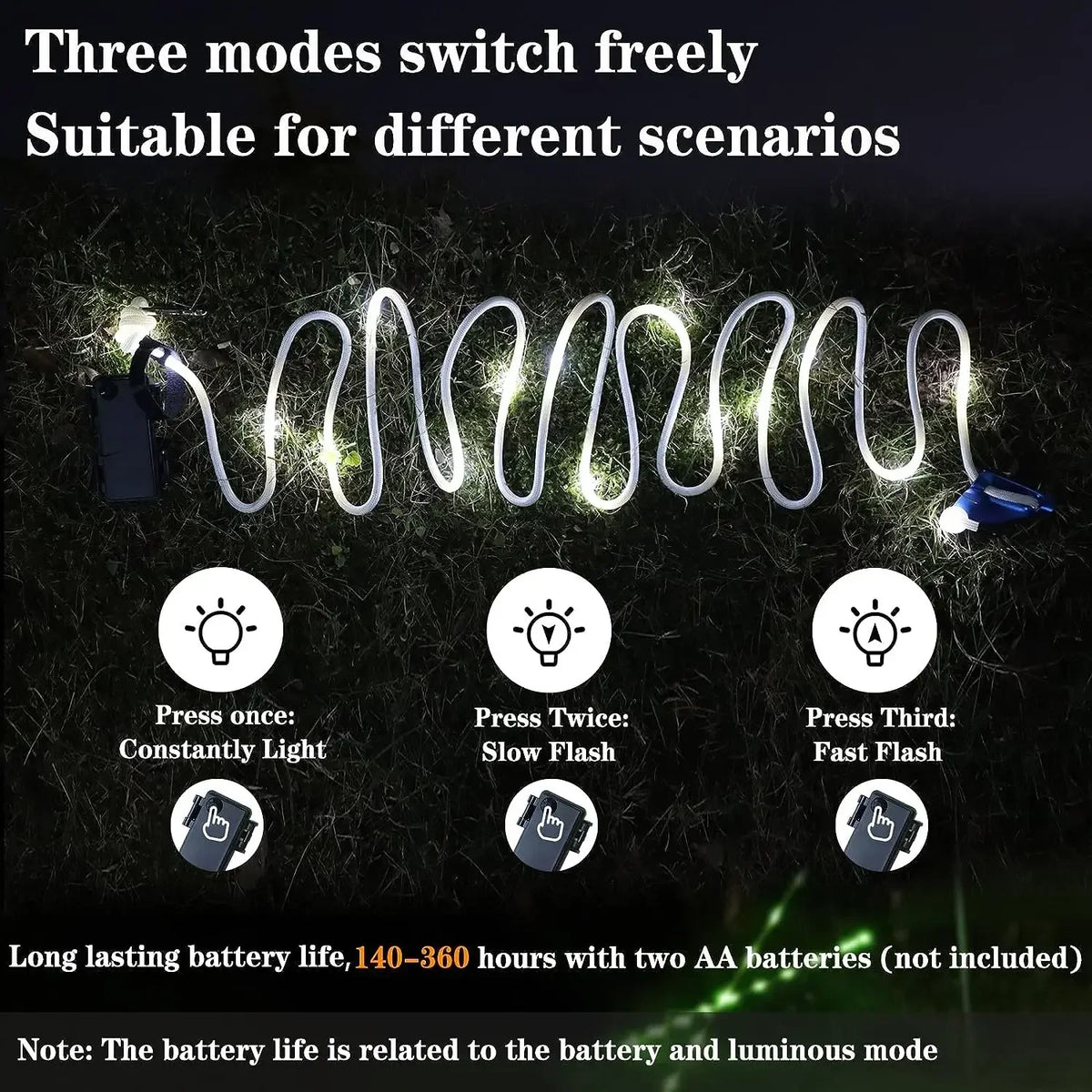 LED Camping Wind Rope Luminous Lamp Awning Tent Roof Anti-Trip Night Warning Atmosphere Light Outdoor Windproof Rope Light