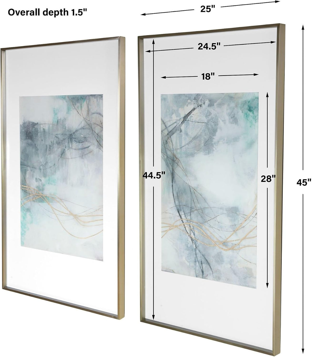 Undulating Oro 45 Inch Abstract Print (Set of 2) 45099