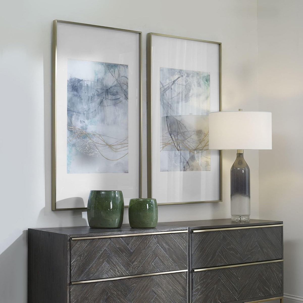 Undulating Oro 45 Inch Abstract Print (Set of 2) 45099