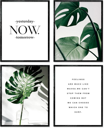 Botanical Prints Poster Wall Decor, Motivational Wall Art Prints Poster, 11X14 Canvas Prints Unframed Set of 4, Plant Posters Aesthetic for Bedroom