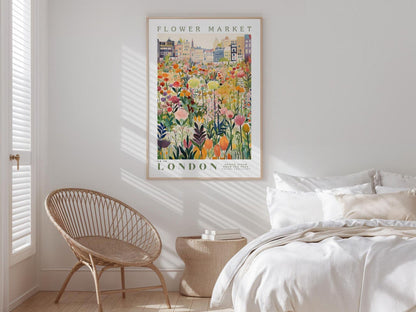 London, Flower Market Prints, Flower Prints, Romantic Art, City Prints, Travel Art Prints, Botanical Prints, Floral Print, Wall Art
