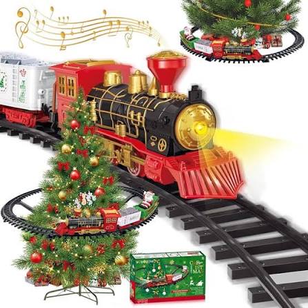 Electric Christmas Train Electric Sound and Light Hangable Christmas Tree Christmas Rail Car Christmas Gifts Children Toys